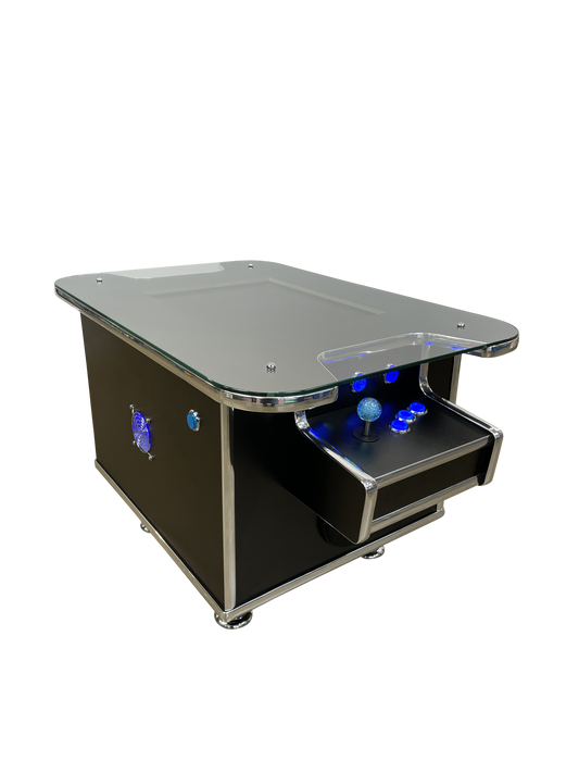LED Blue and Black Coffee Arcade Table - Flatout Arcades