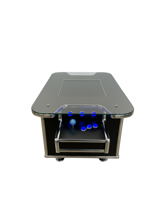 LED Blue and Black Coffee Arcade Table - Flatout Arcades