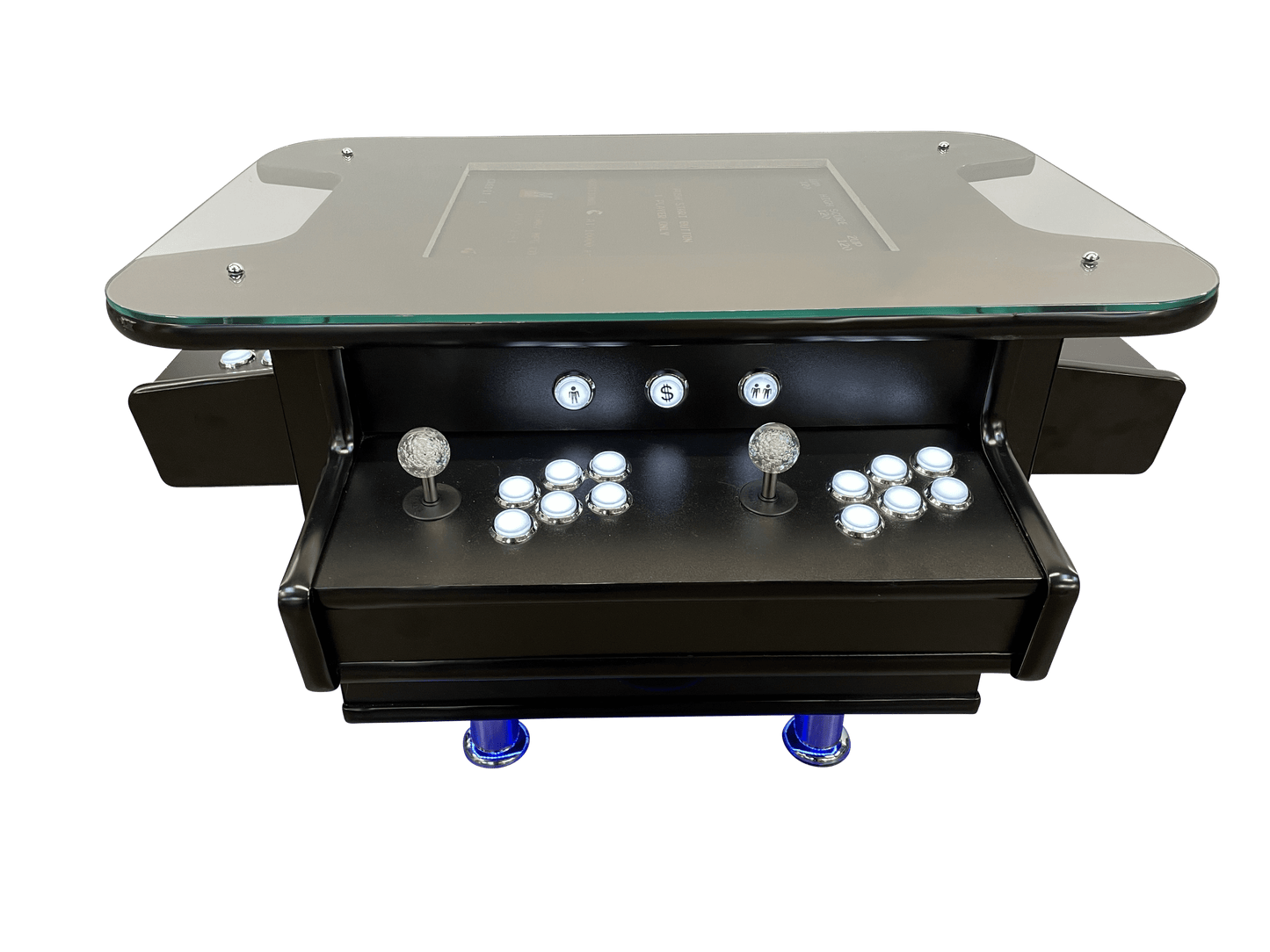 Black and White LED Ultimate Coffee Arcade Table - Flatout Arcades