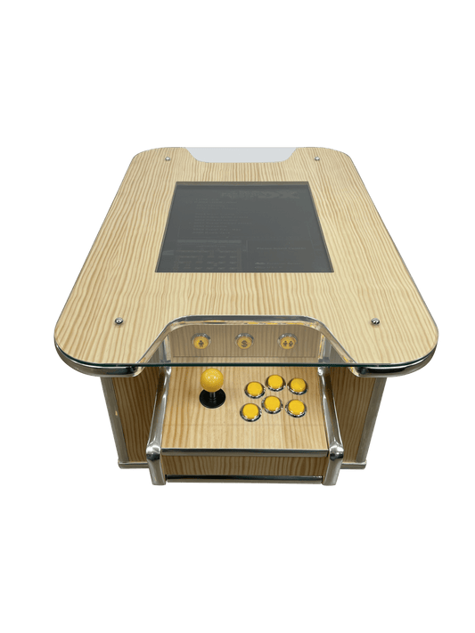 Pine Veneer and Yellow LED Coffee Arcade Table - Flatout Arcades